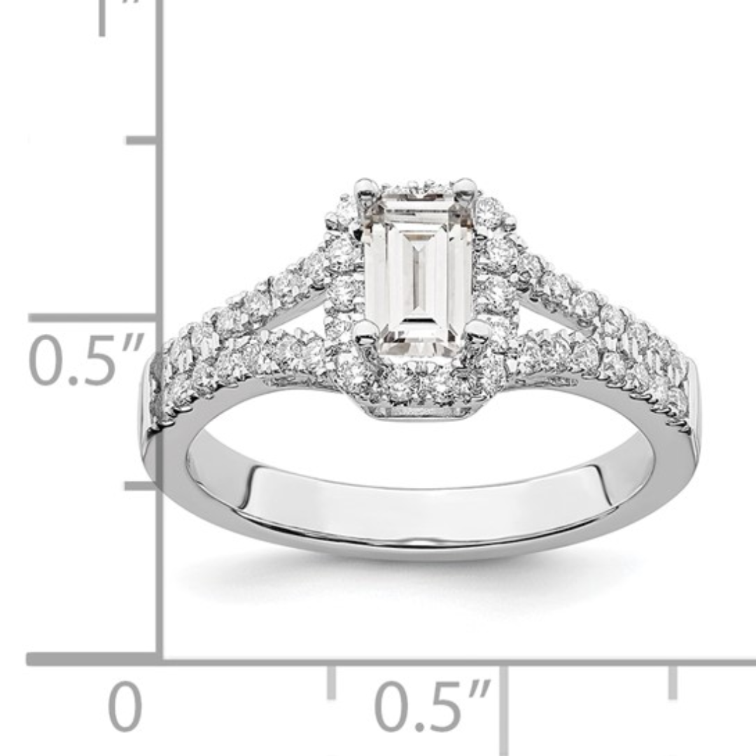 Lab Grown Emerald-Cut Diamond Halo Engagement Rings