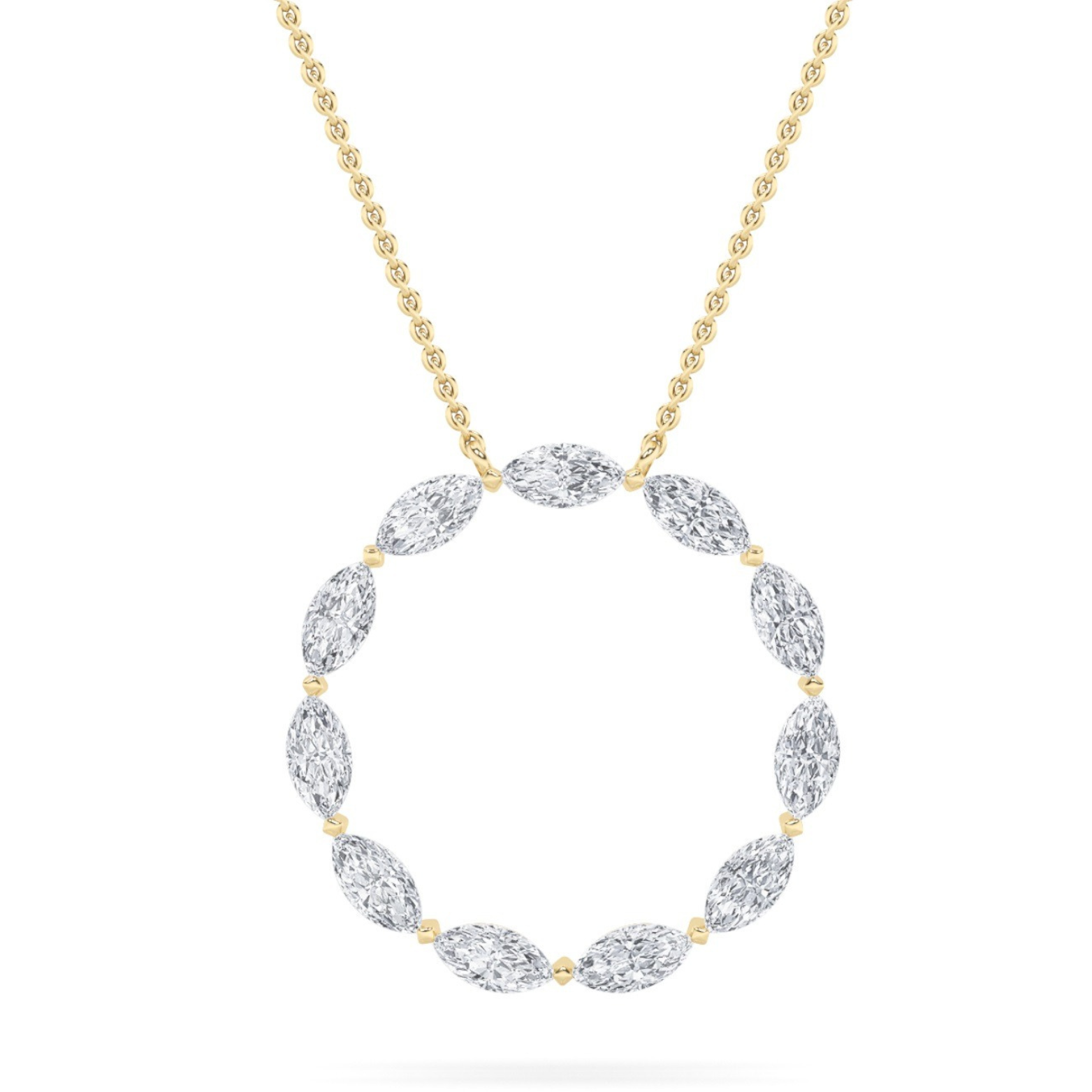 2.25 Ct Marquise (F/VS) Lab Grown Diamond Prong 14K Yellow Gold Fancy Open Circle Pendant Necklace