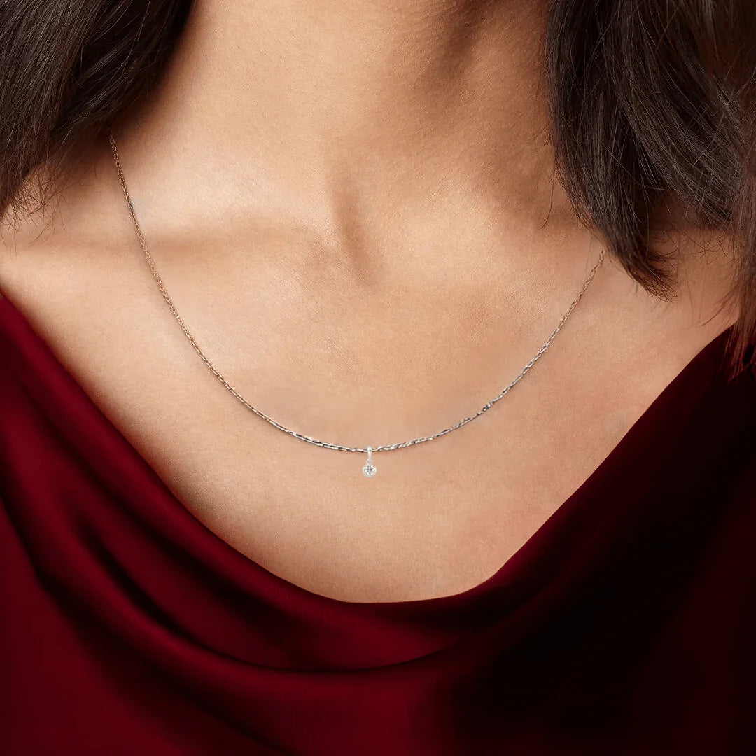 14K White Gold Lab Grown Diamond Solitaire Necklace - Fine Diamond