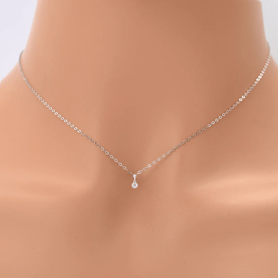 14K White Gold Lab Grown Diamond Solitaire Necklace - Fine Diamond
