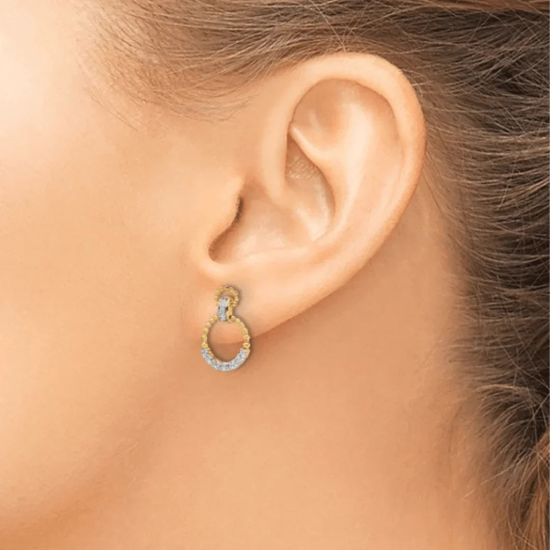 14K Gold Lab Diamond Circle Dangle Earrings - Fine Diamond