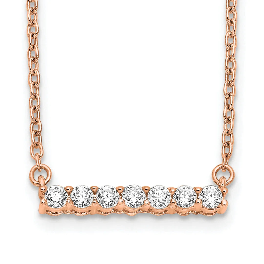 14K Gold Lab Grown Diamond Bar Necklace - Fine Diamond