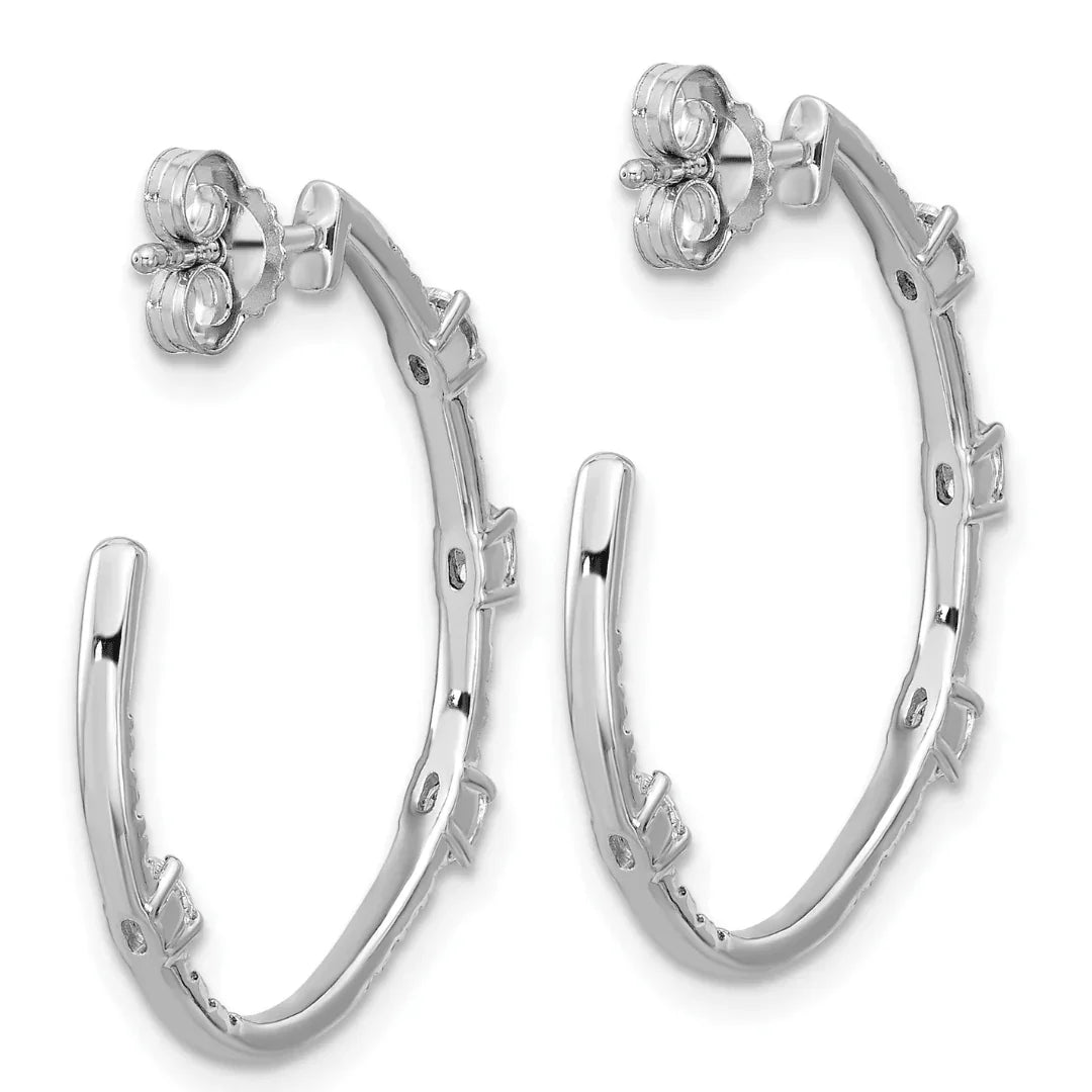 14K White Gold Lab Diamond J Hoop Earrings - Fine Diamond