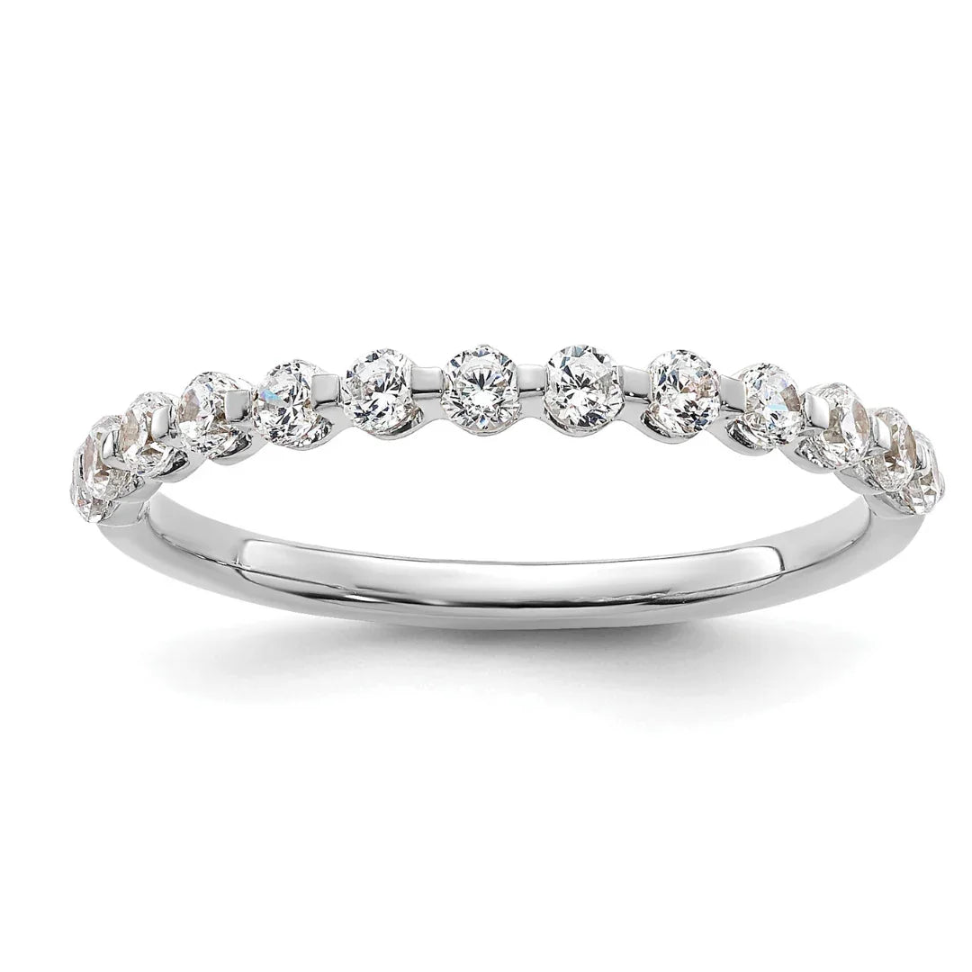 14K Gold Lab Grown Diamond Half Eternity Band Ring - Fine Diamond