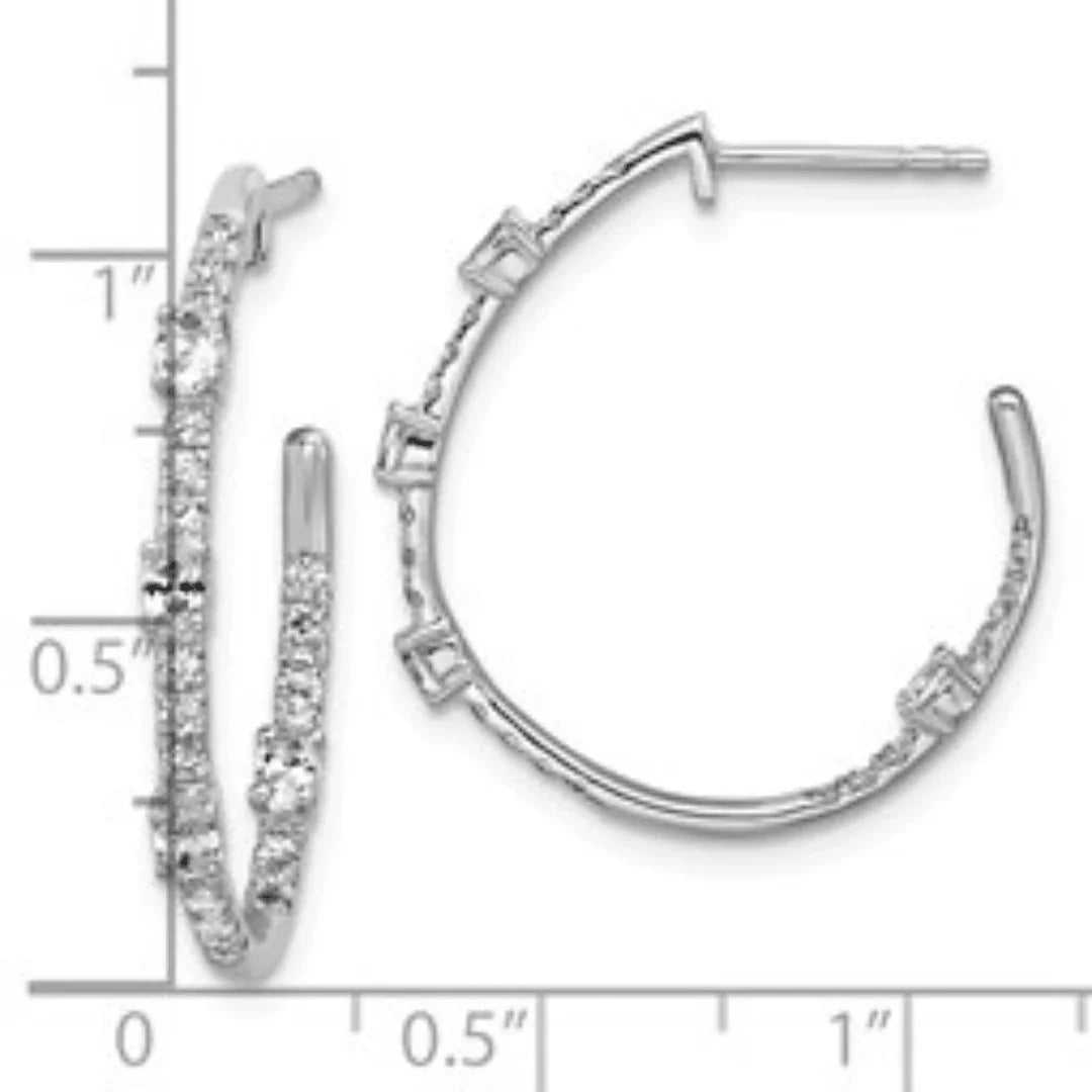 14K White Gold Lab Diamond J Hoop Earrings - Fine Diamond