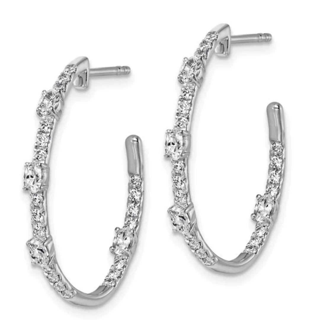 14K White Gold Lab Diamond J Hoop Earrings - Fine Diamond