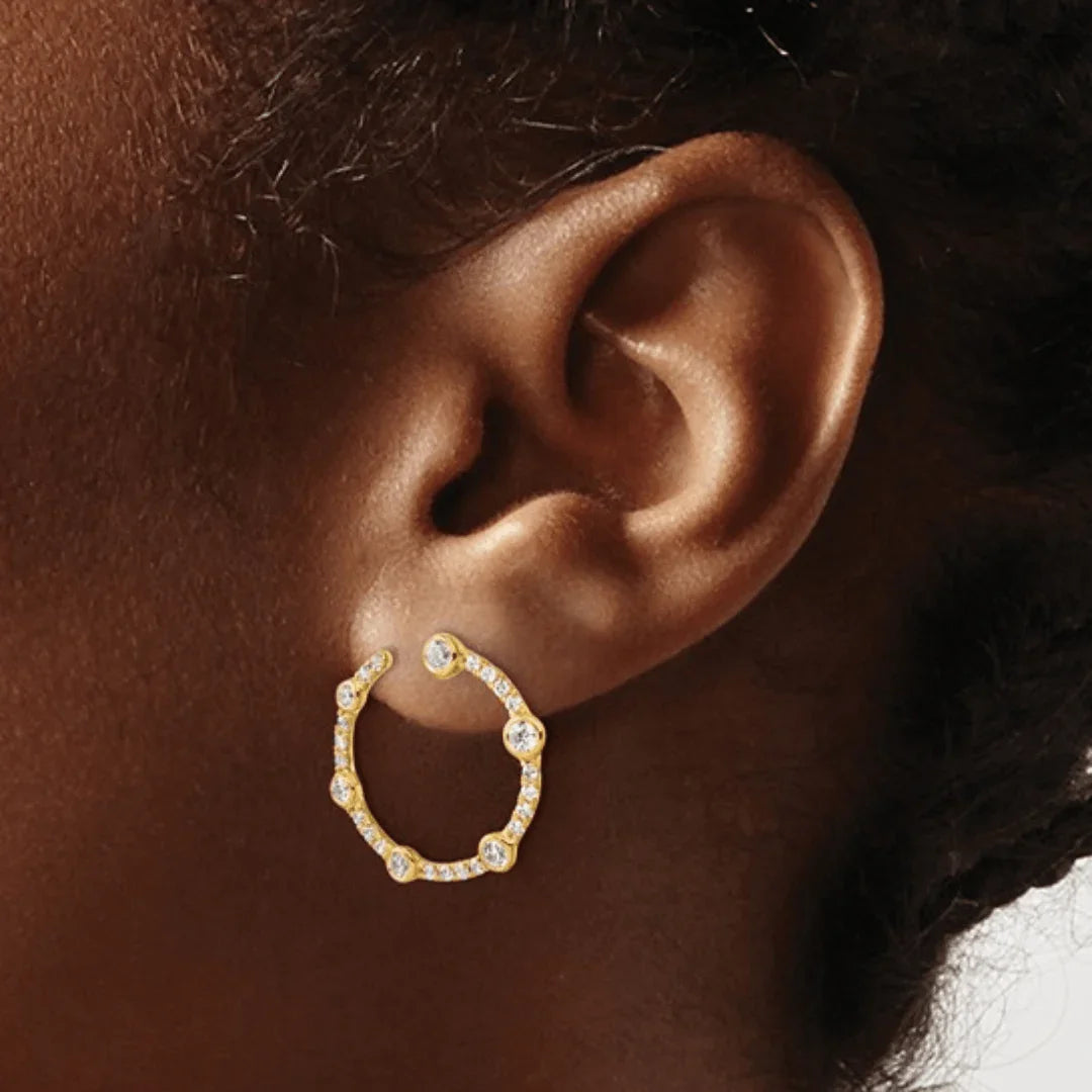 14k White Gold Lab Grown Diamond Front Hoop Earrings - Fine Diamond