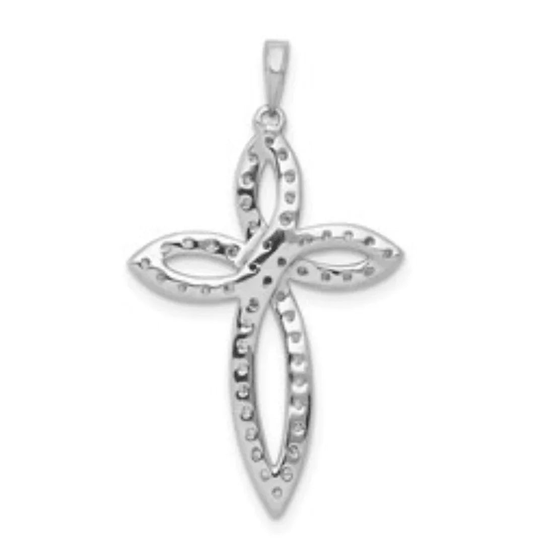 14K White Gold Lab Grown Diamond Cross Pendant - Fine Diamond