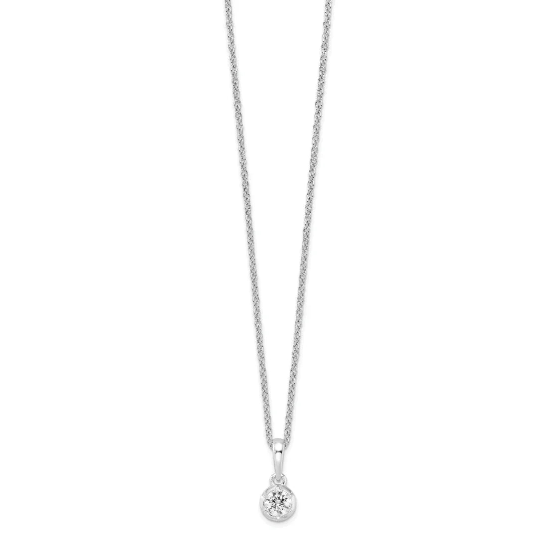 14K White Gold Lab Grown Diamond Solitaire Necklace - Fine Diamond