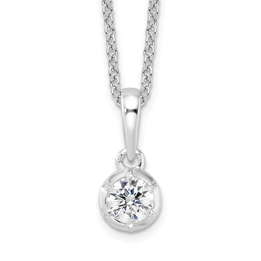 14K White Gold Lab Grown Diamond Solitaire Necklace - Fine Diamond