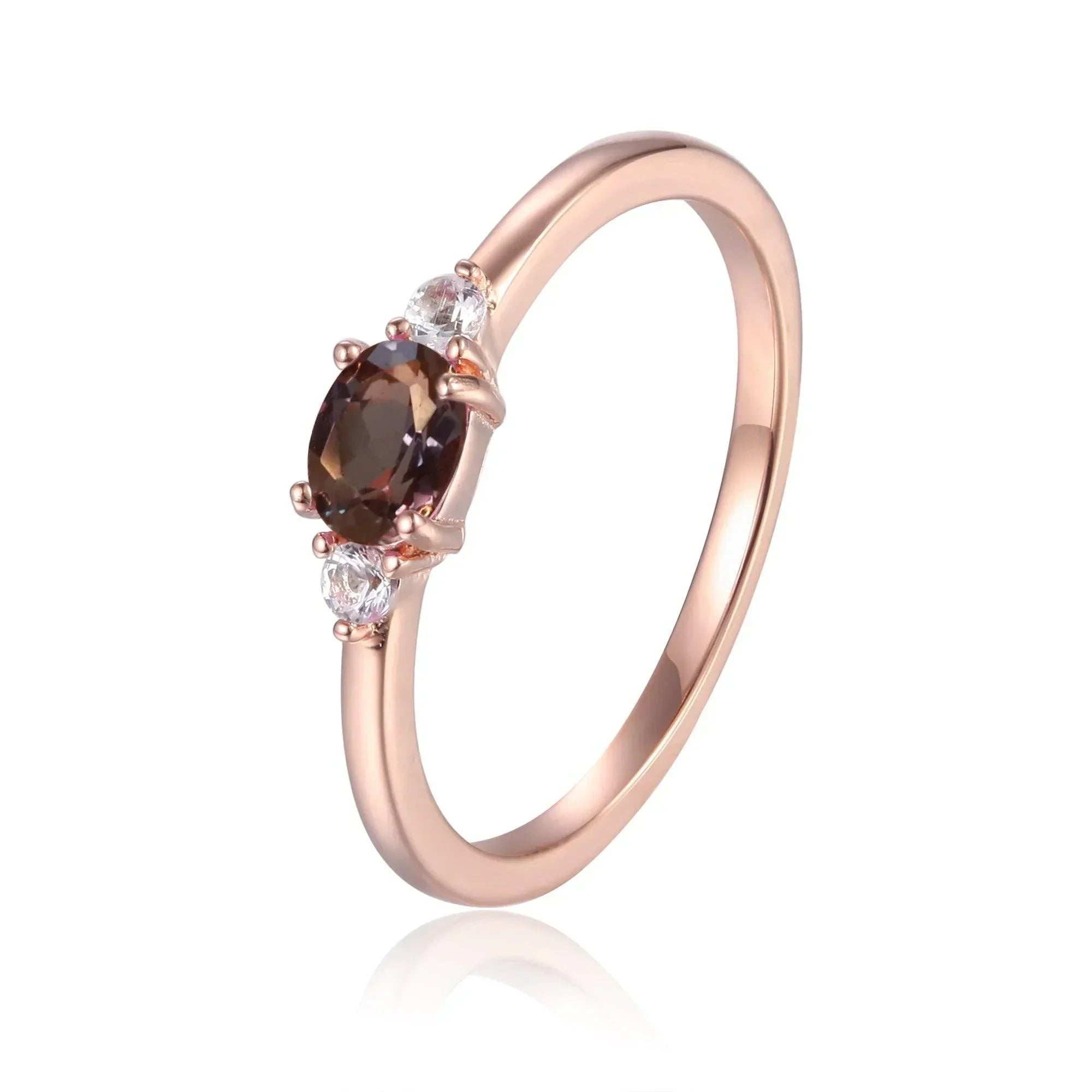 Alexandrite Oval Three Stone Ring - Fine Diamond