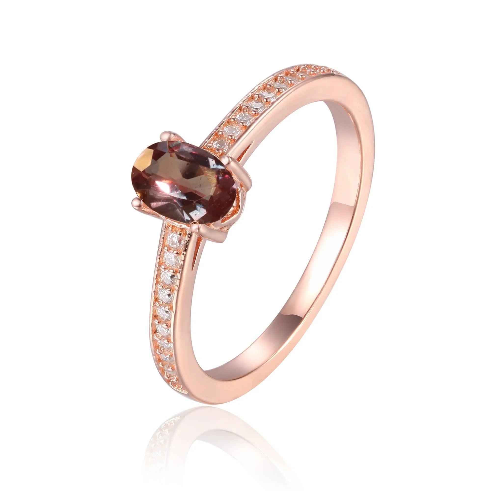 Solitaire Rose Gold Alexandrite Ring - Fine Diamond