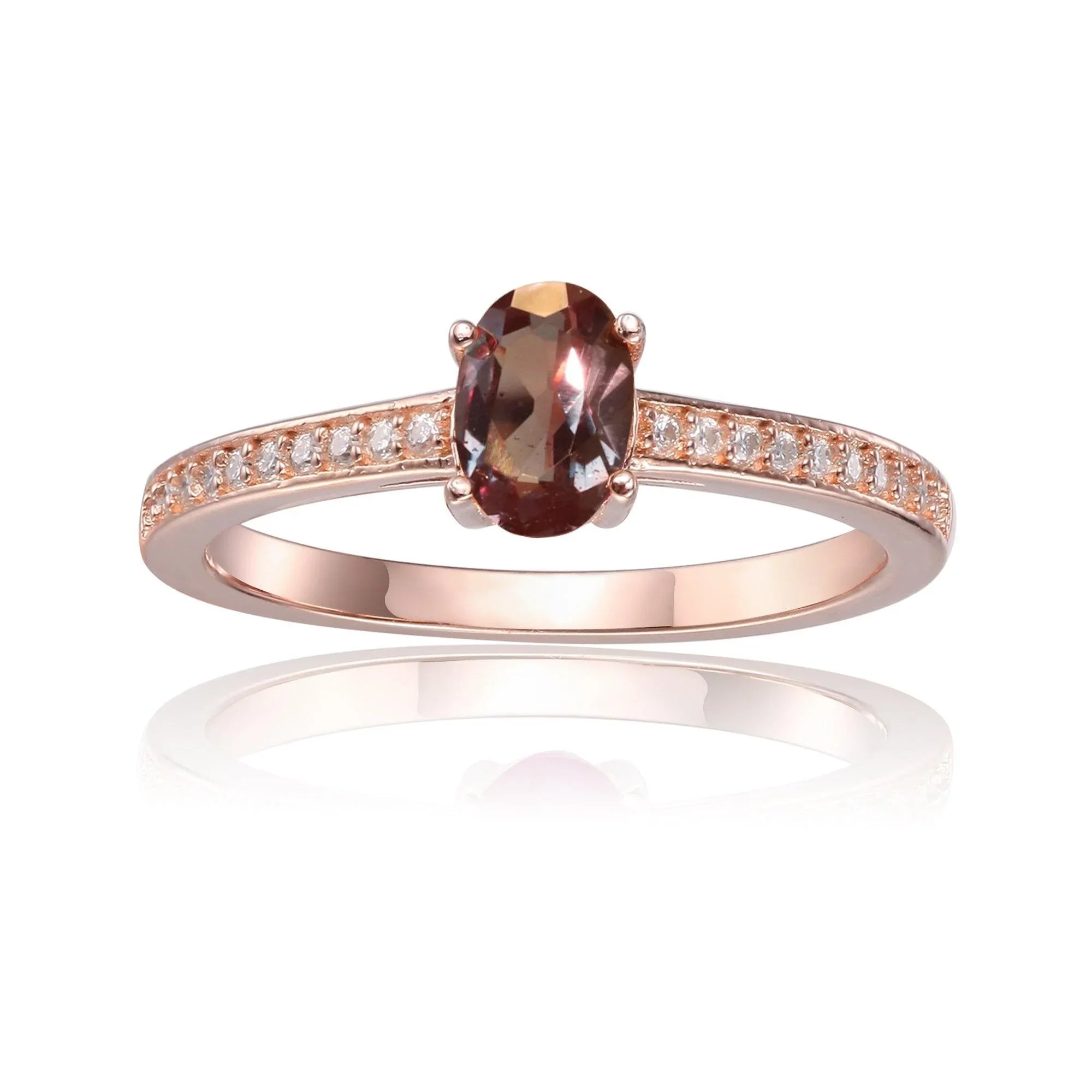 Solitaire Rose Gold Alexandrite Ring - Fine Diamond