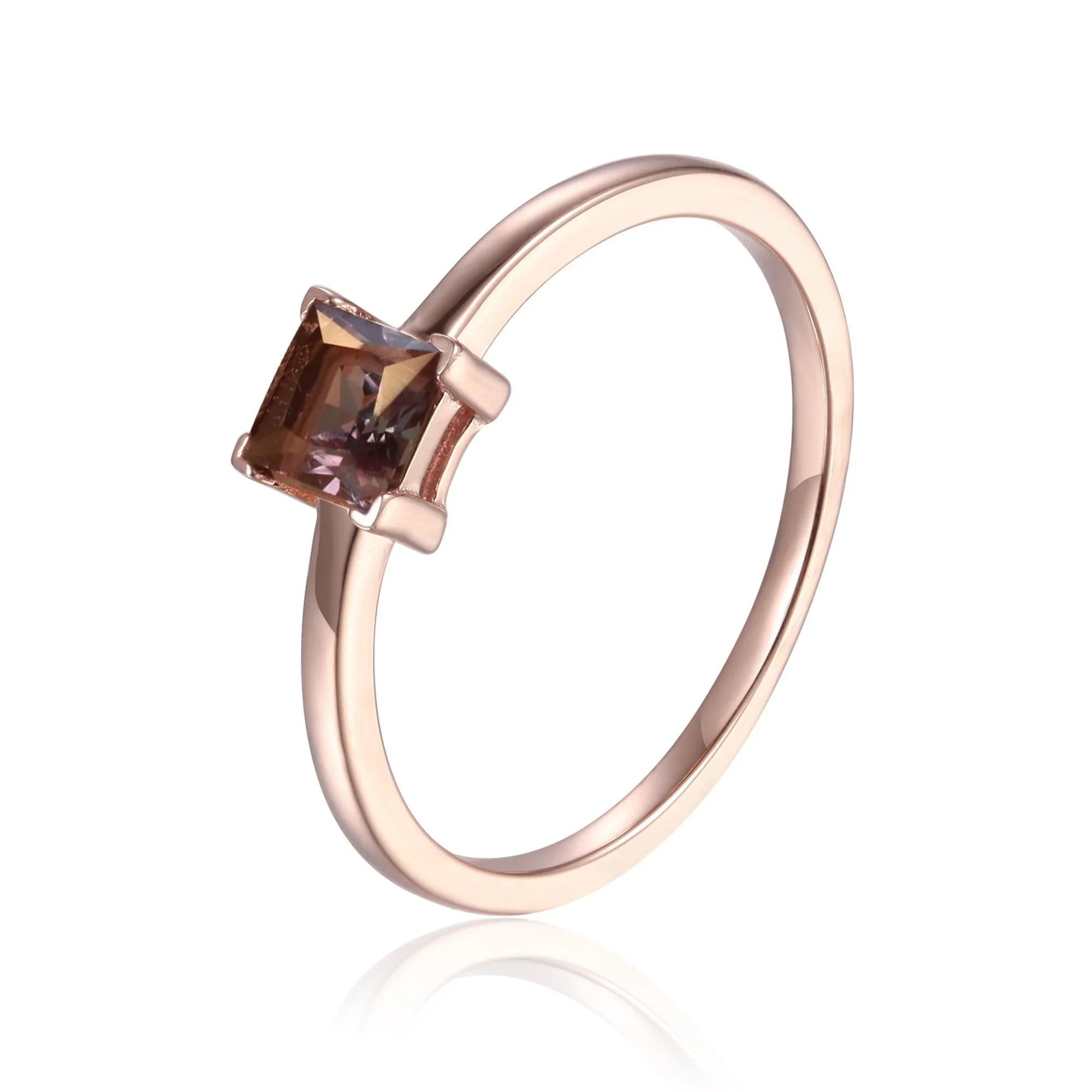 Alexandrite Square Solitaire Ring - Fine Diamond