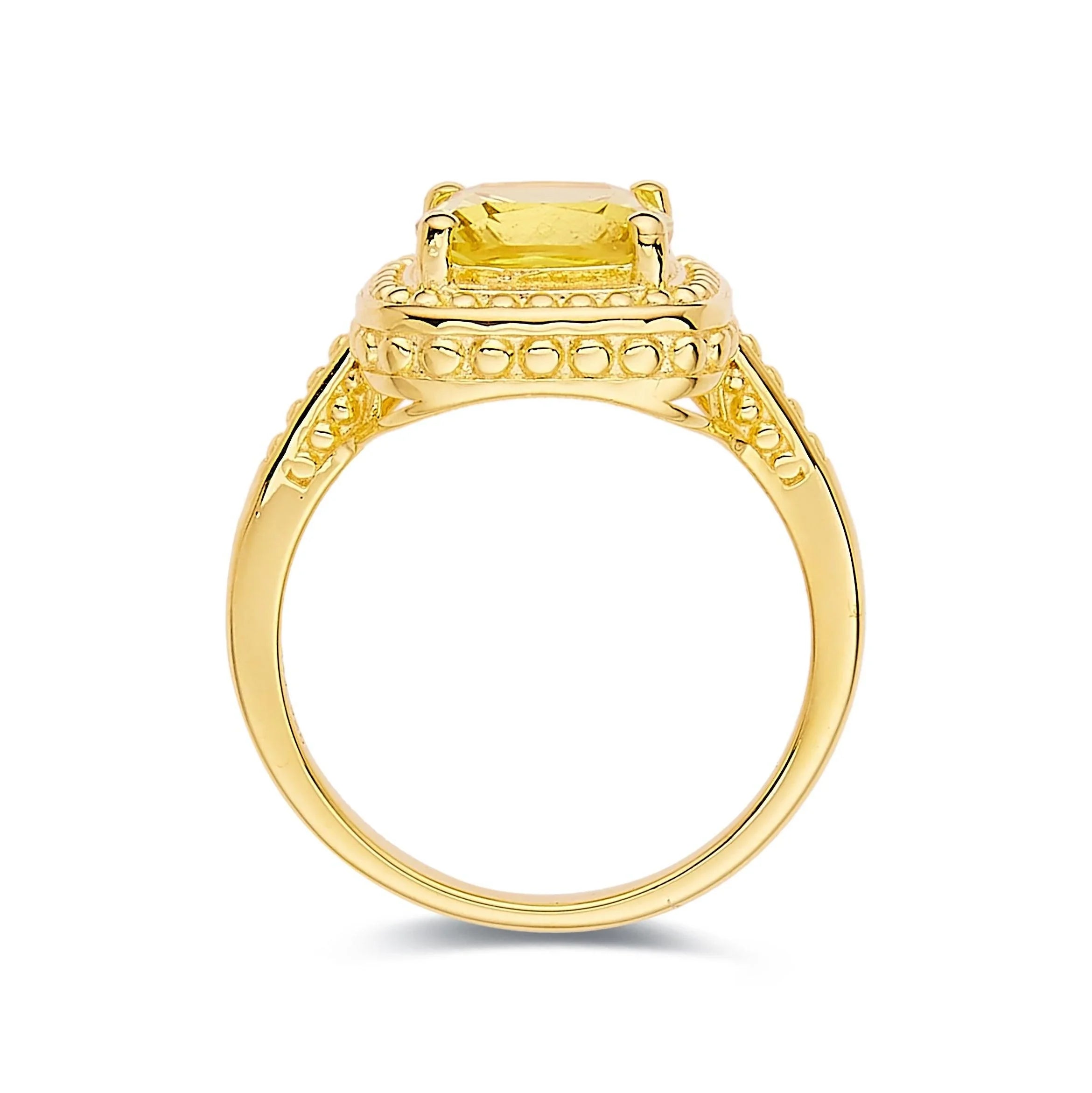 Yellow Sapphire Cushion Statement Ring - Fine Diamond