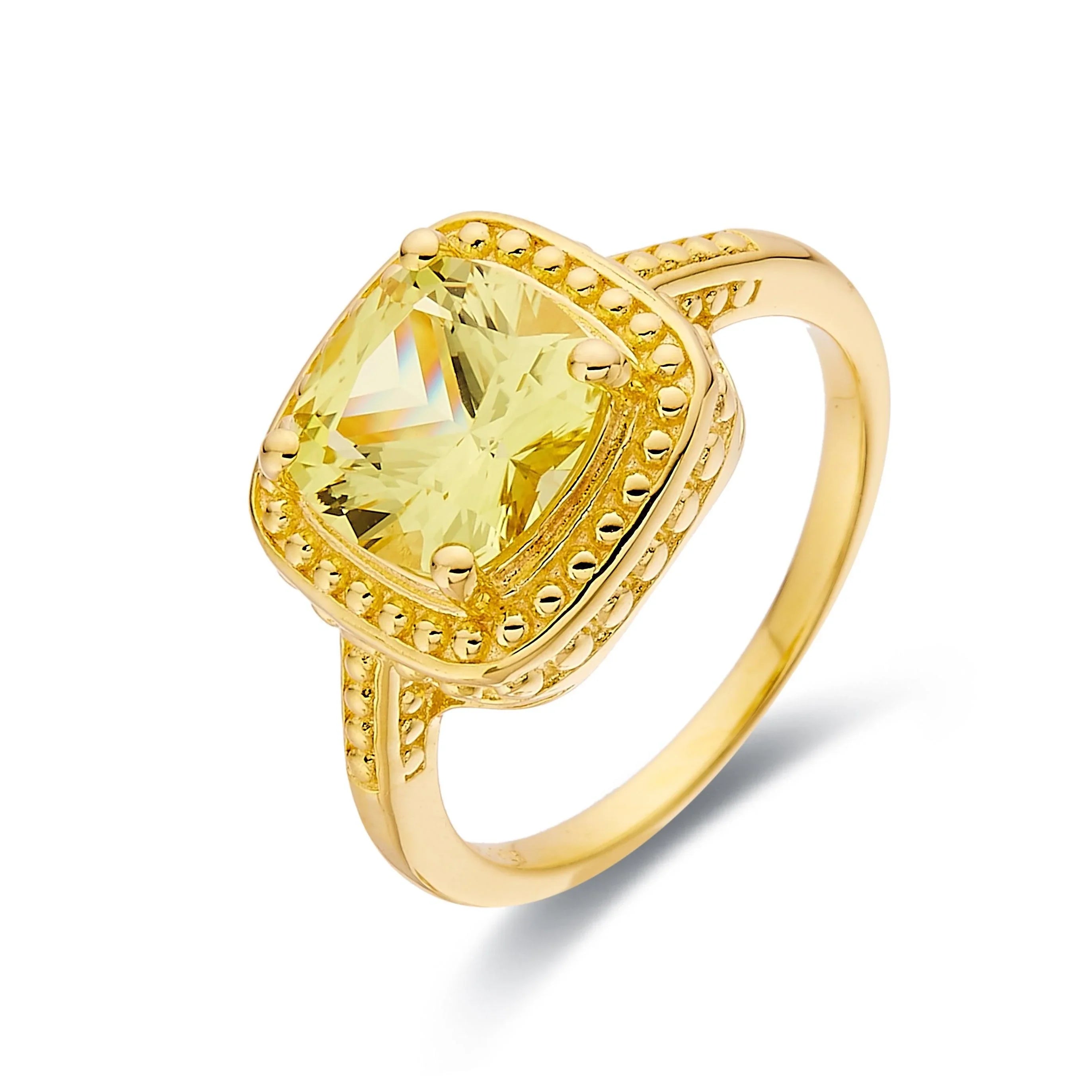 Yellow Sapphire Cushion Statement Ring - Fine Diamond