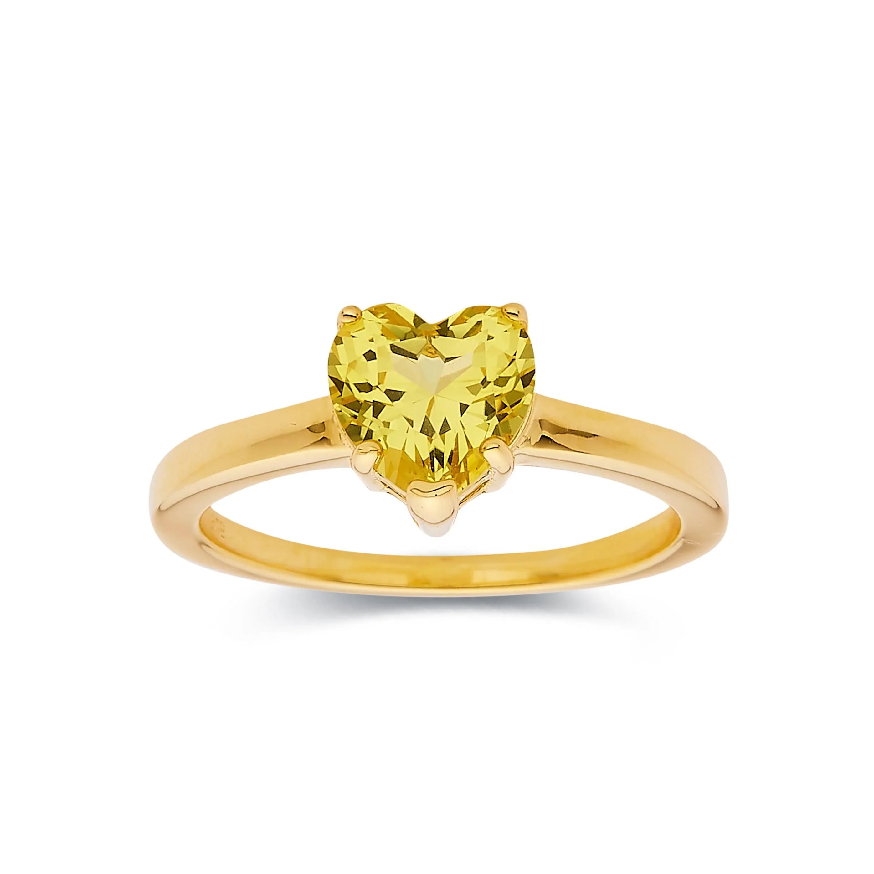 Yellow Sapphire Heart Ring - Fine Diamond