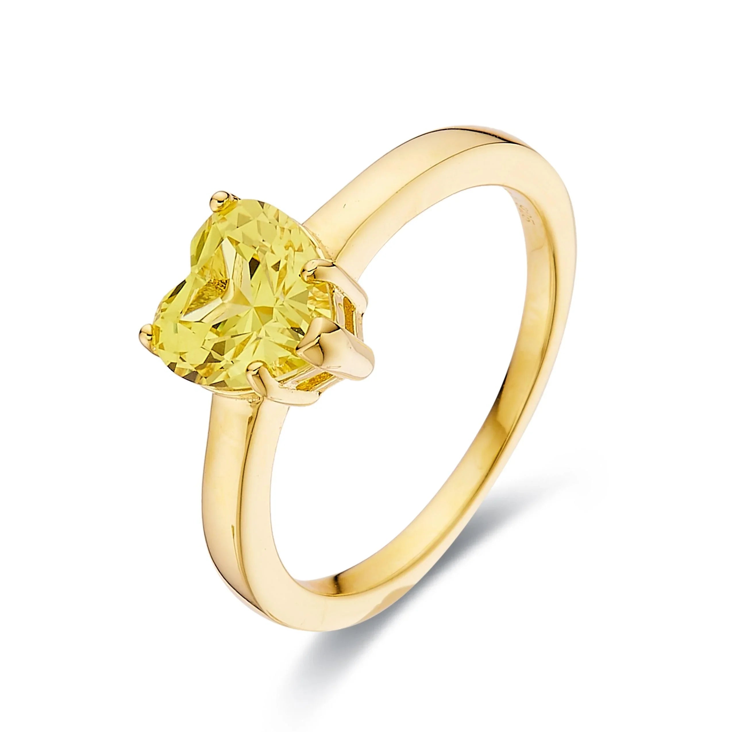 Yellow Sapphire Heart Ring - Fine Diamond