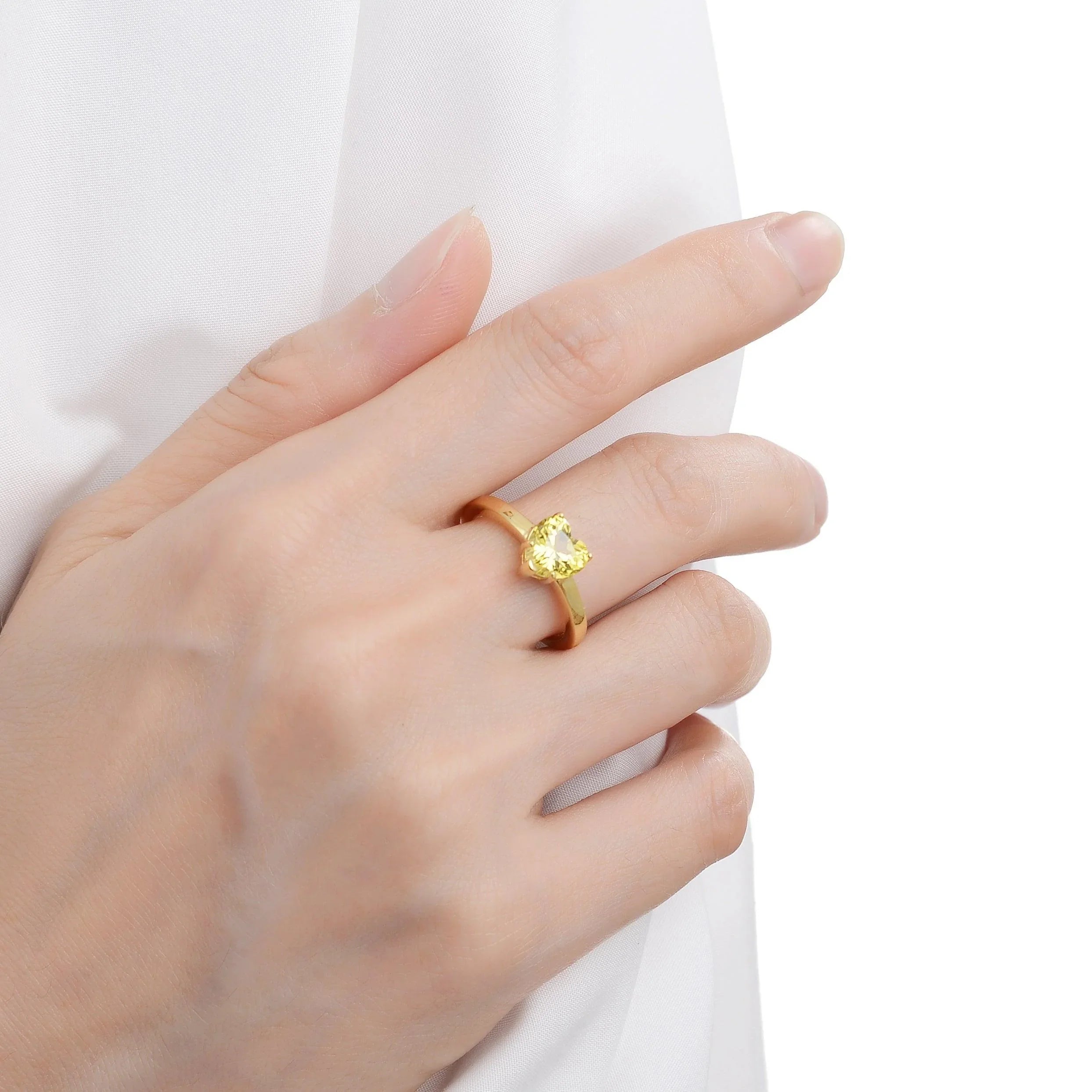 Yellow Sapphire Heart Ring - Fine Diamond