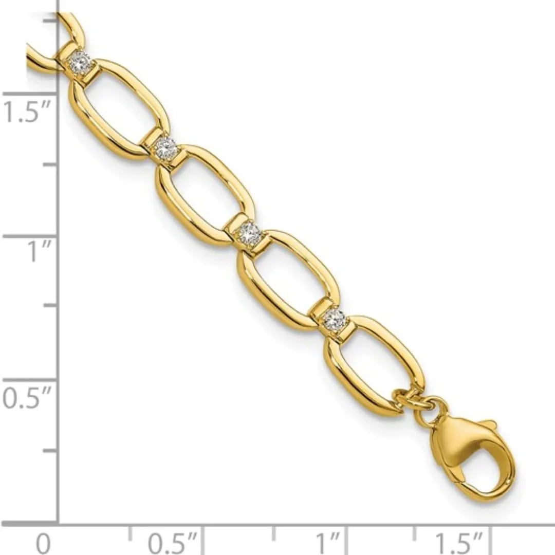 14k Yellow Gold 1/2 Carat Lab Diamond Oval Link Extension Bracelet - Fine Diamond