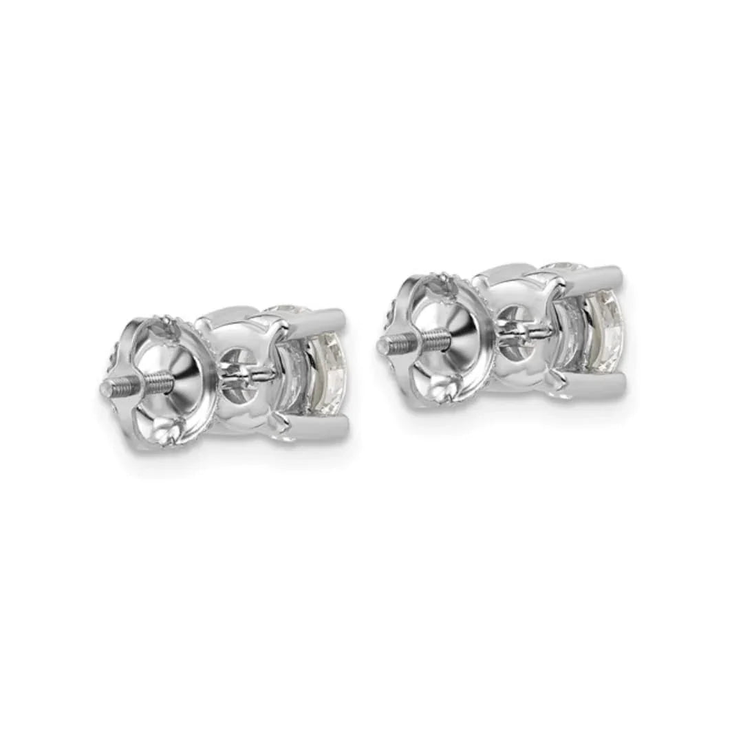 14K White Gold Round Shaped Lab Grown Diamond Stud Earrings - Fine Diamond