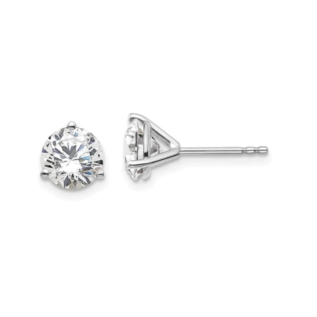 14K White Gold Round Shape Lab Grown Diamond Stud Earrings - Fine Diamond