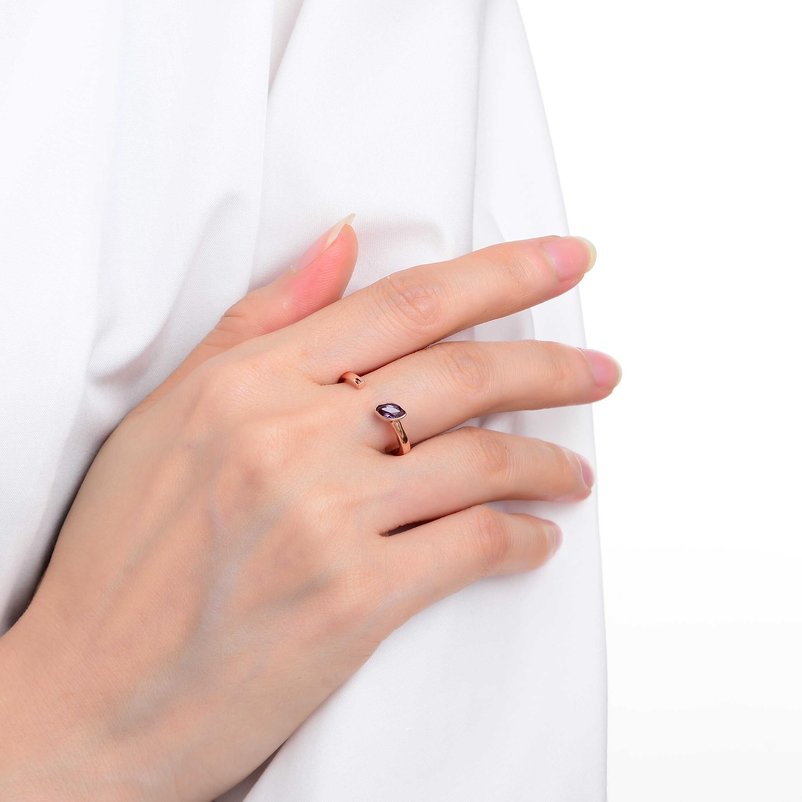 Alexandrite Marquise Open Ring - Fine Diamond