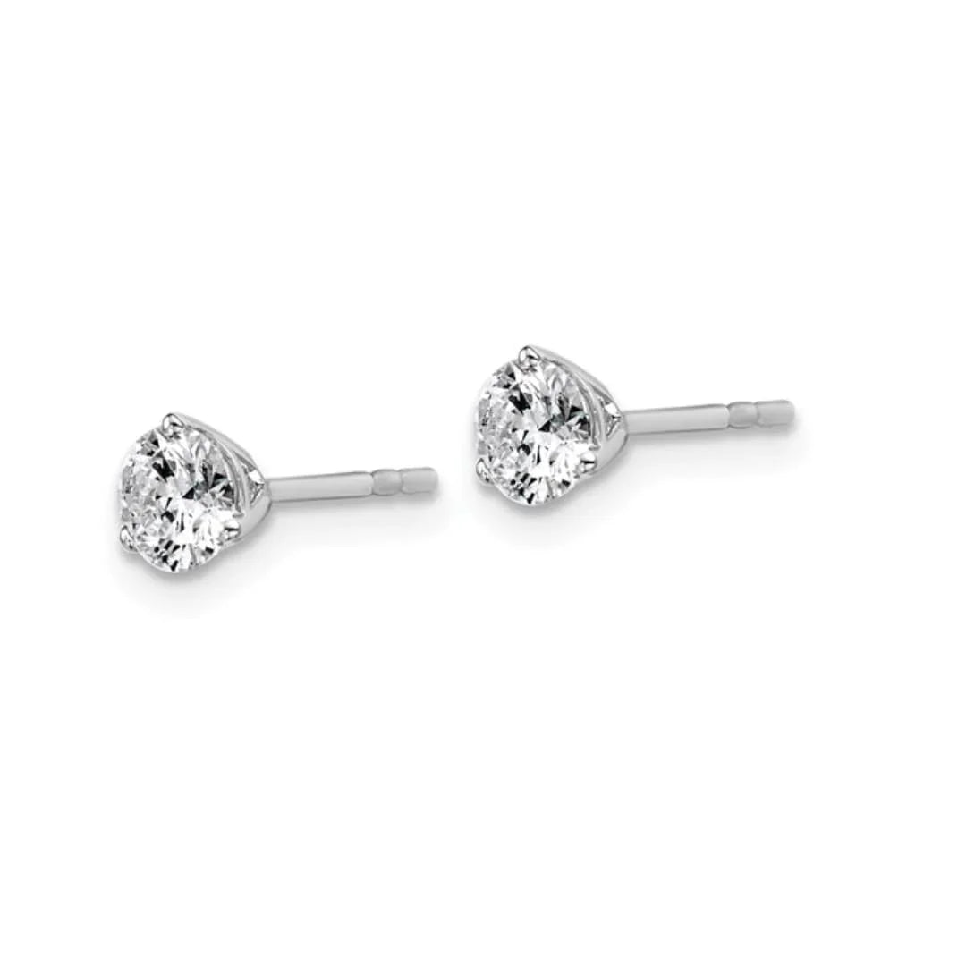 14K White Gold Lab Grown Diamond Round Shaped Stud Earrings - Fine Diamond