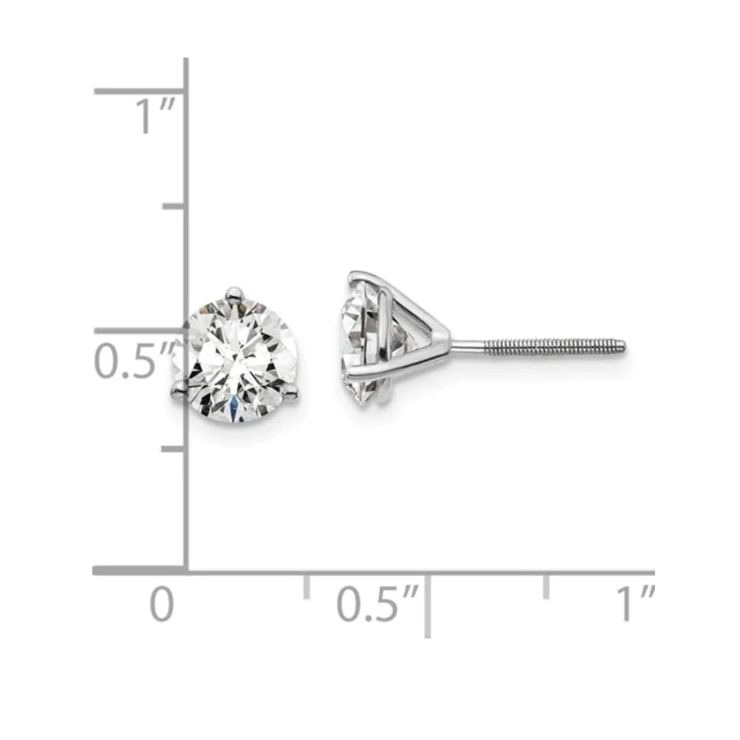 14K White Gold Round Shape Lab Diamond Stud Earrings - Fine Diamond