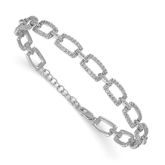 14k White Gold 5/8 Carat Lab Grown Diamond Link Bracelet - Fine Diamond