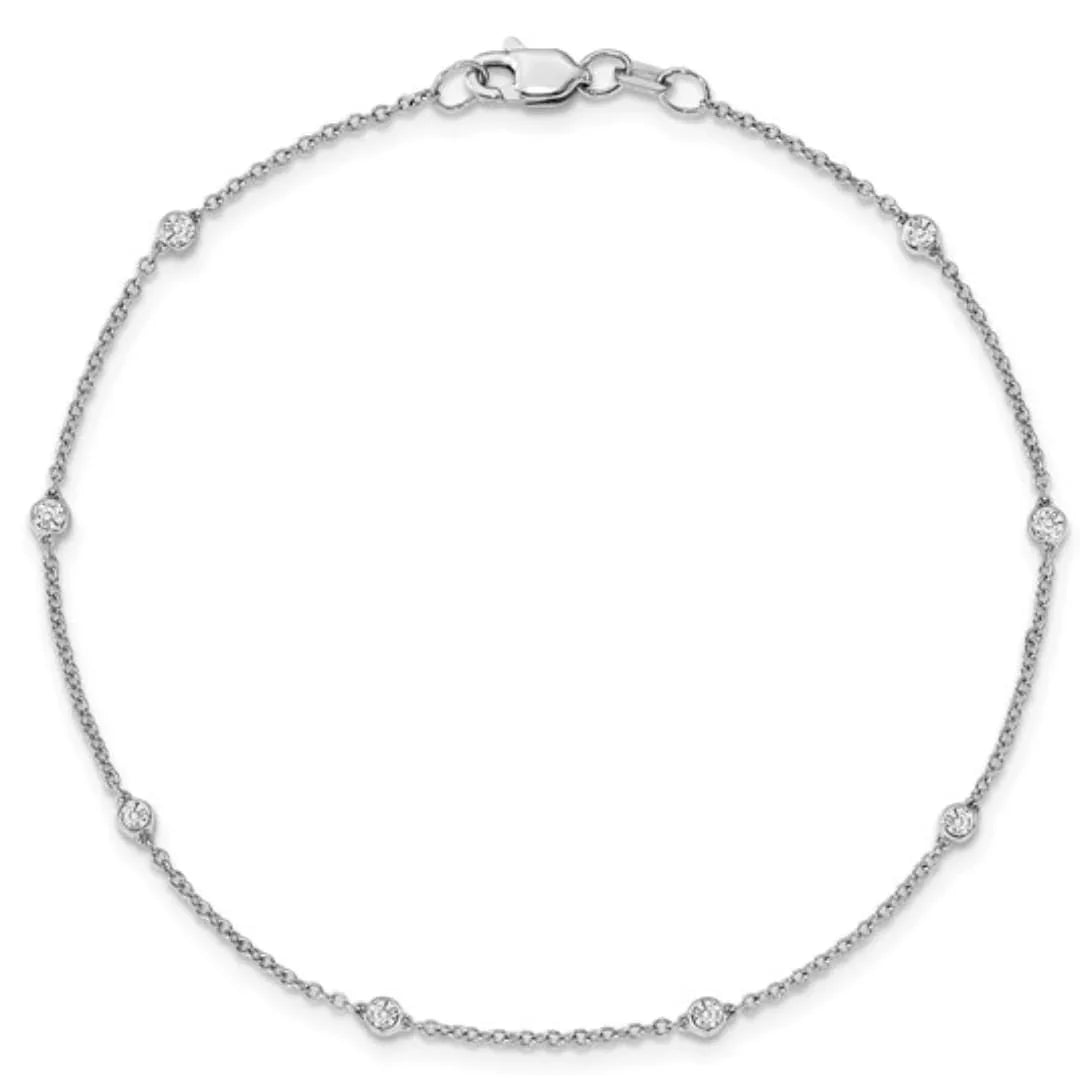 14k White Gold 1/6 Carat Lab Diamond Station Bracelet - Fine Diamond