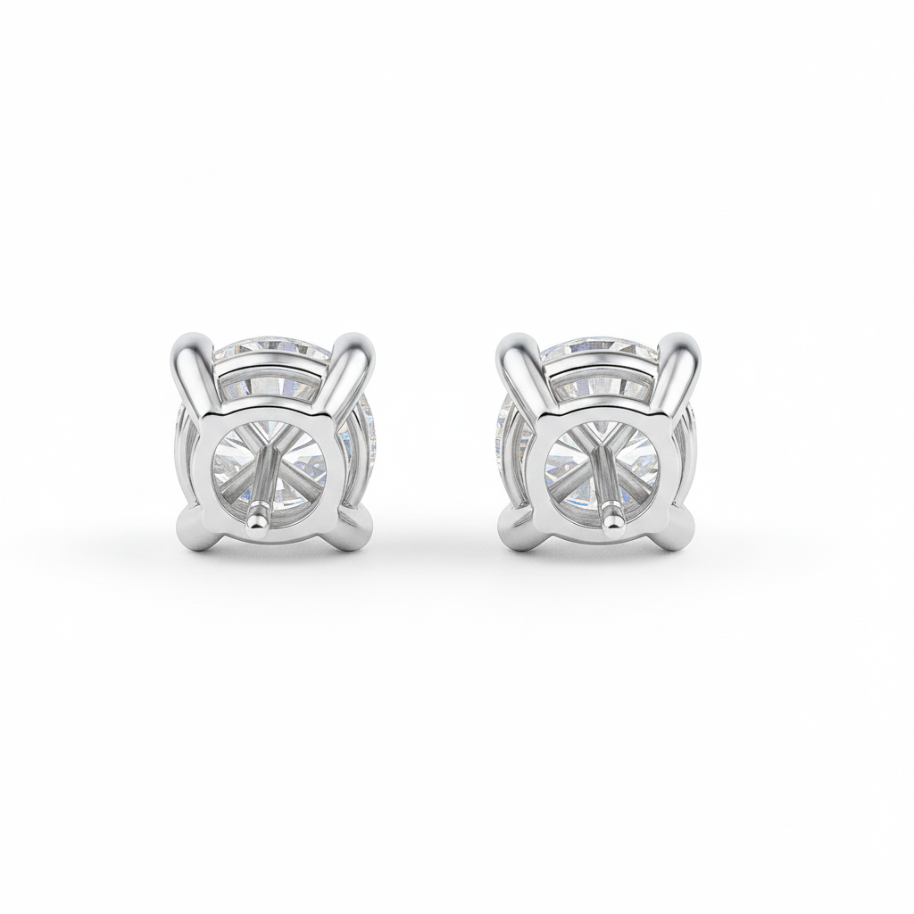 IGI Certified Round Lab Grown Diamond Stud Earrings White Gold