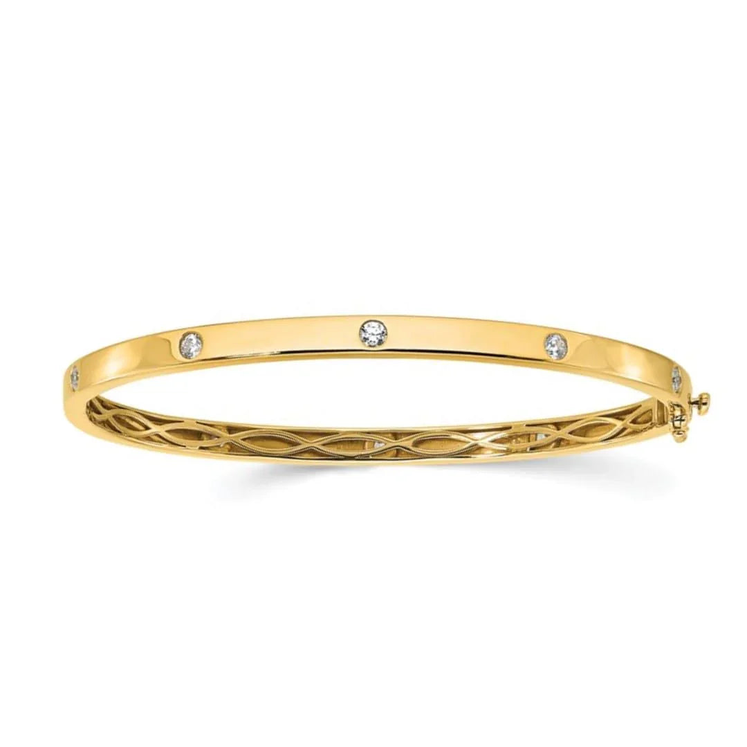 14k Yellow Gold Lab Grown Diamond Bangle Bracelet - Fine Diamond