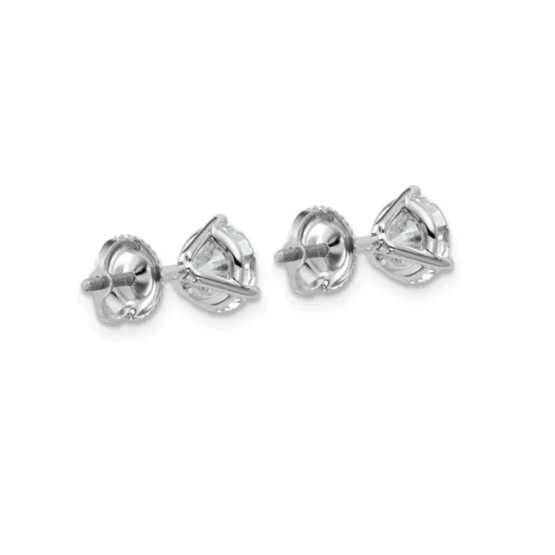 14K White Gold Round Lab Grown Diamond Stud Earrings - Fine Diamond
