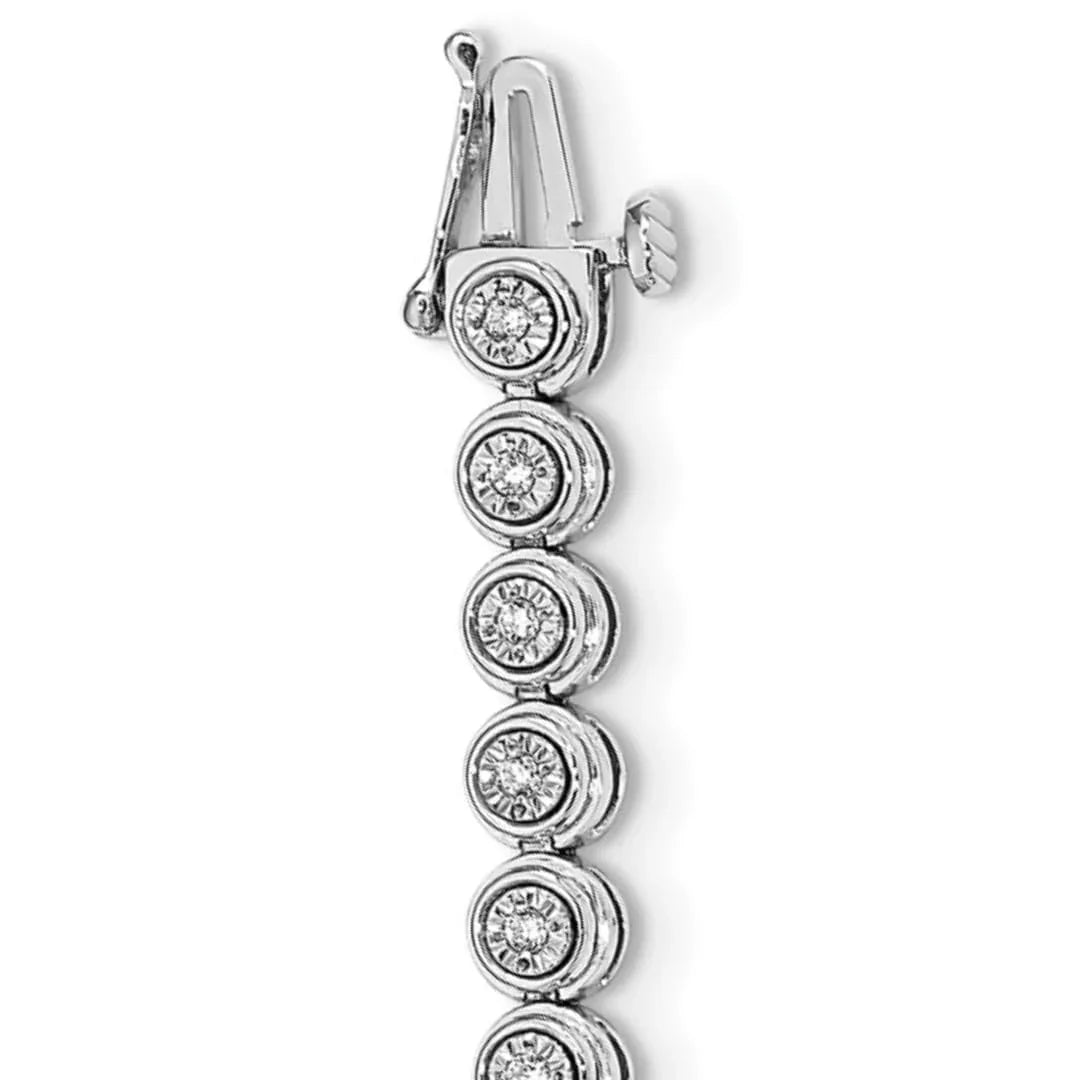 14k White Gold 1/2 carat Lab Grown Diamond Circle Link Bracelet - Fine Diamond