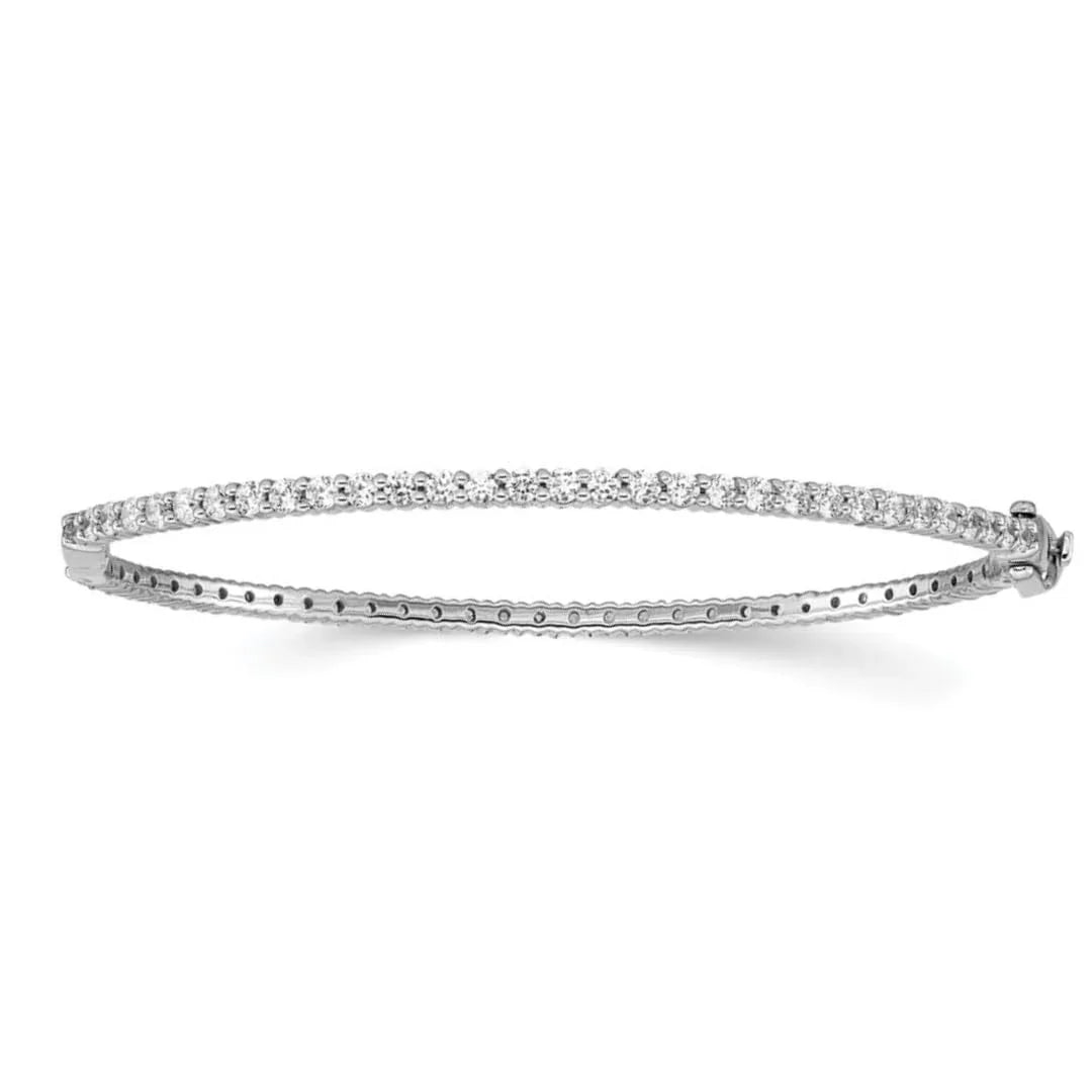 14k White Gold 1/2 Carat Lab Diamond Eternity Bangle Bracelet - Fine Diamond