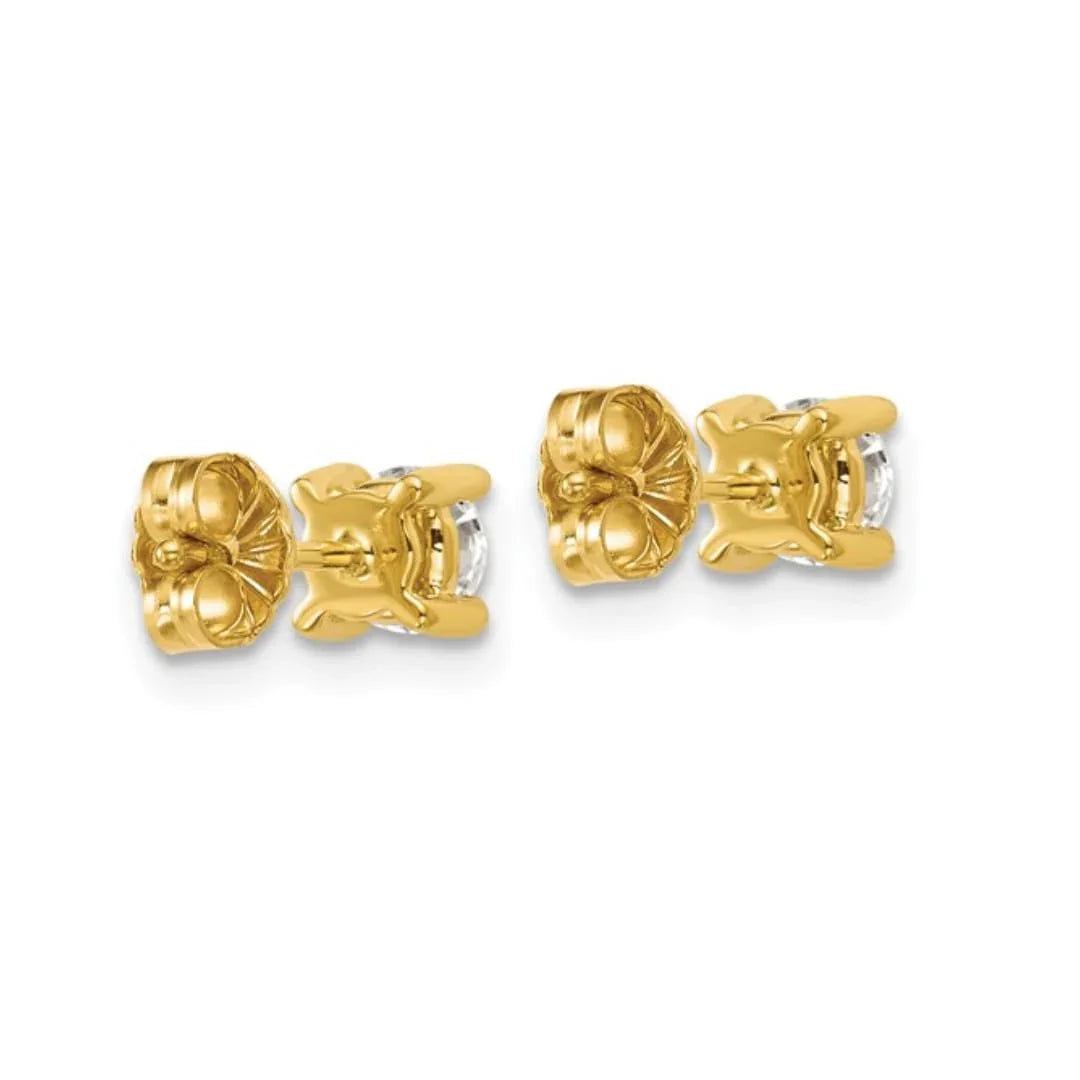 14K Yellow Gold Round Lab Grown Diamond Stud Earrings - Fine Diamond