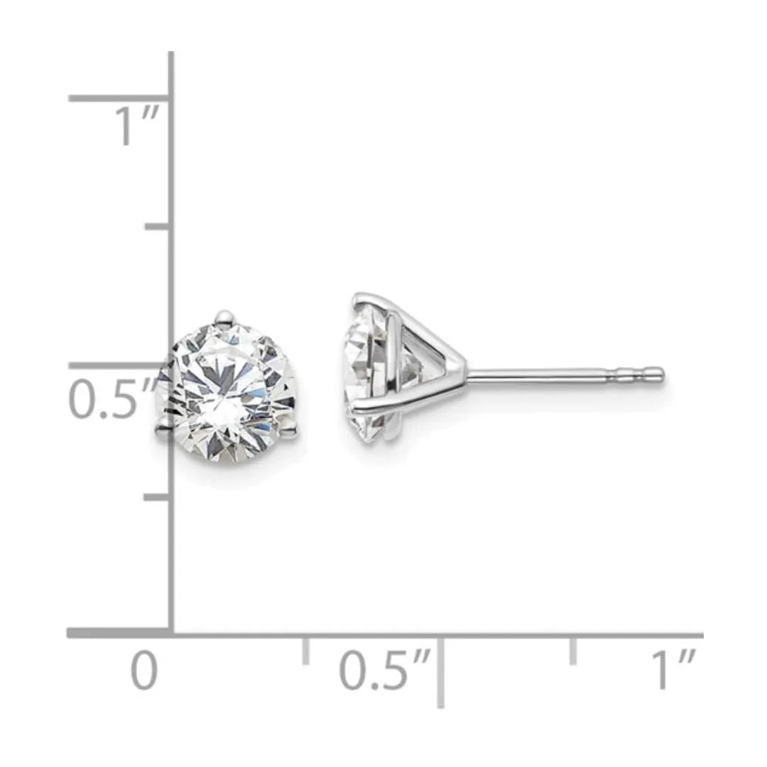 14K White Gold Round Shape Lab Grown Diamond Stud Earrings - Fine Diamond