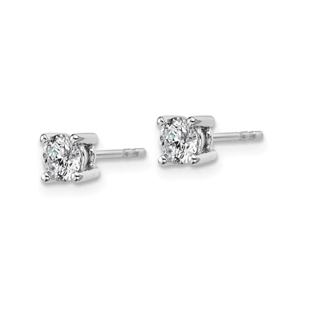 14K White Gold Round Lab Grown Diamond Stud Earrings - Fine Diamond
