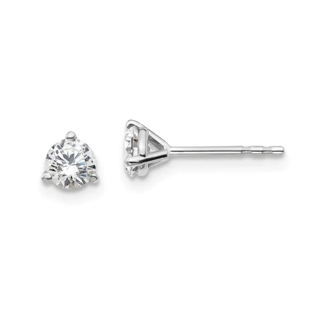 14K White Gold Lab Diamond Round Shaped Stud Earrings - Fine Diamond
