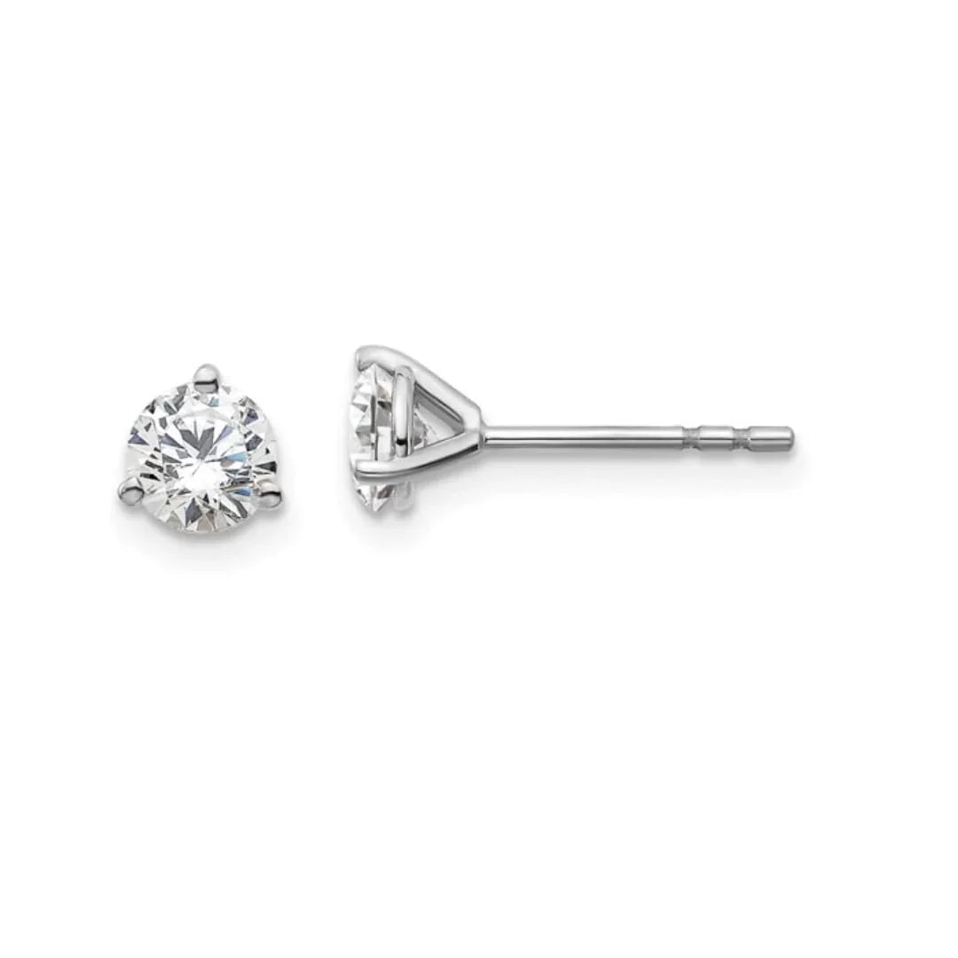 14K White Gold Lab Grown Diamond Round Shaped Stud Earrings - Fine Diamond