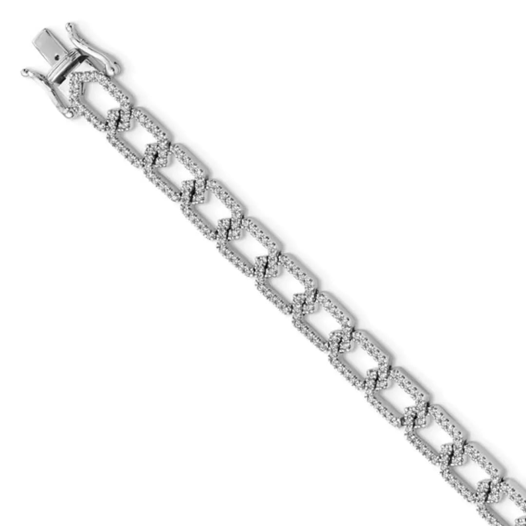 14k White Gold 1 1/2 Carat Lab Diamond Link Bracelet - Fine Diamond