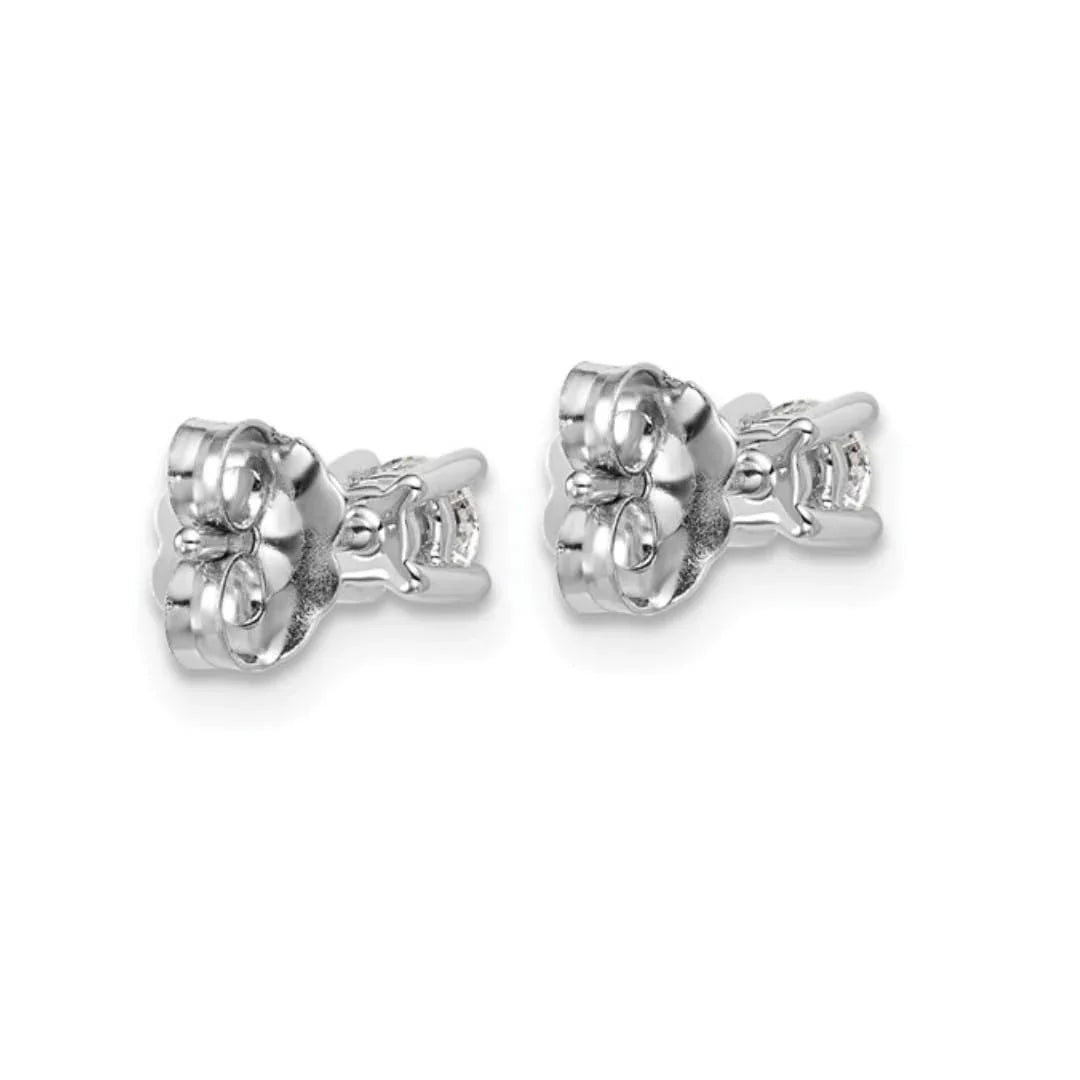 14K White Gold Lab Grown Diamond Round Shaped Stud Earrings - Fine Diamond