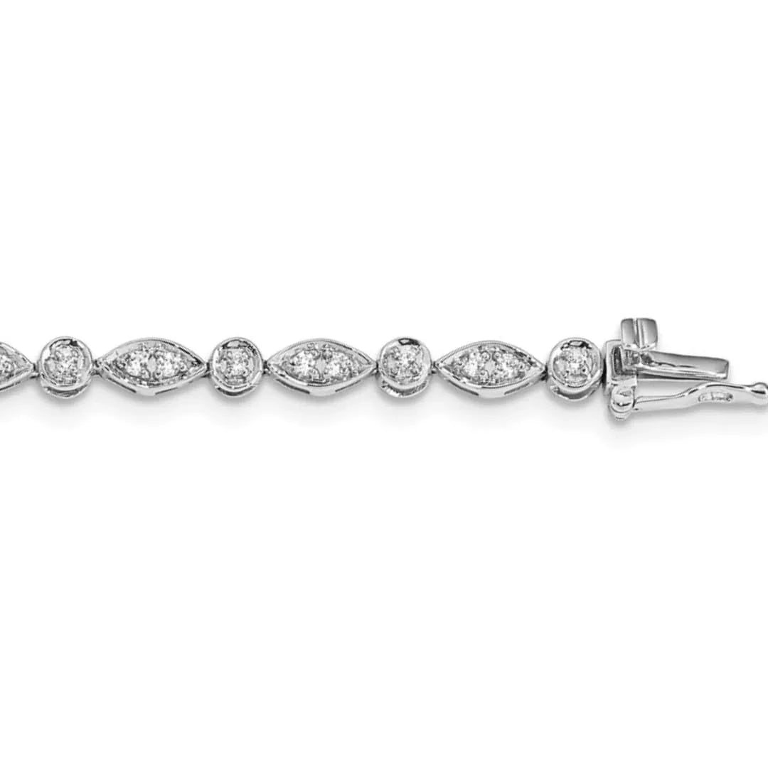 14k White Gold Lab Grown Diamond Fancy Bracelet - Fine Diamond