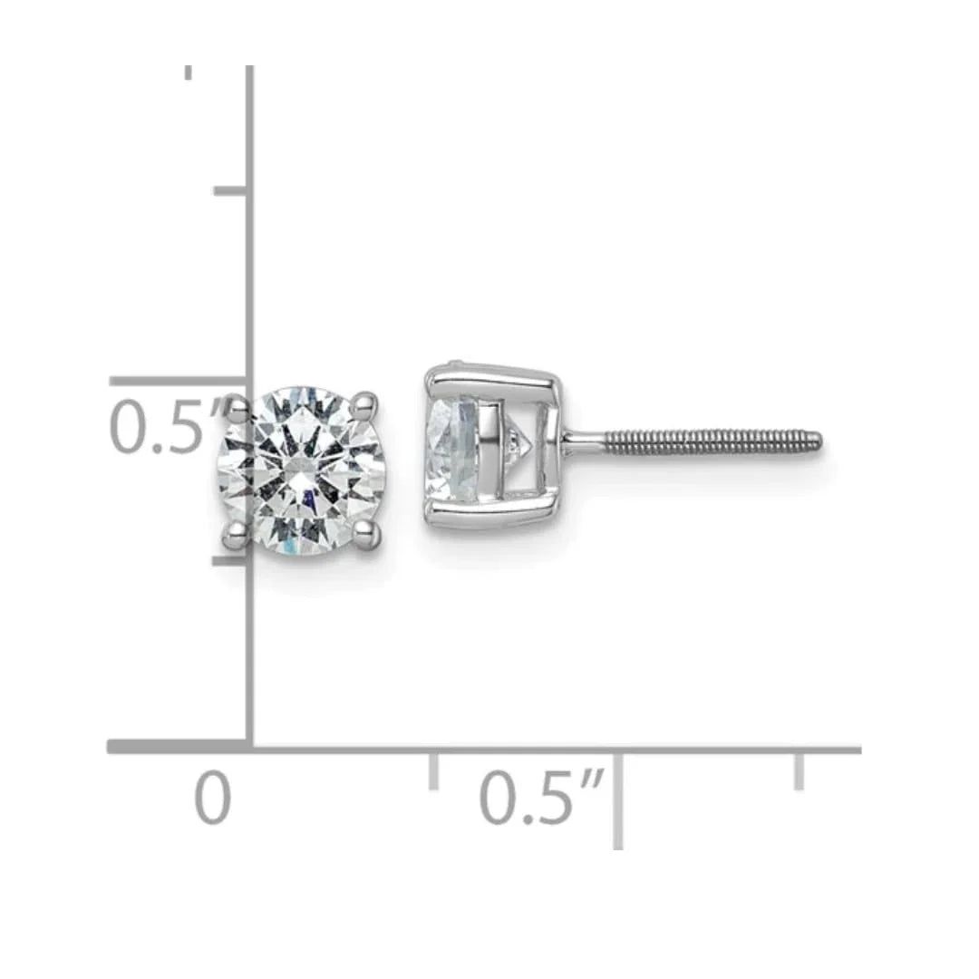 14K White Gold Round Shaped Lab Diamond Stud Earrings - Fine Diamond