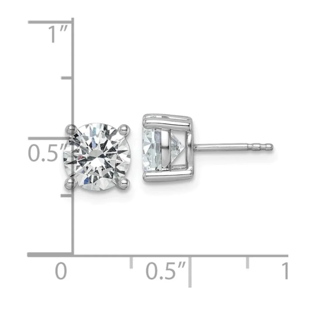 14K White Gold Round Lab Grown Diamond Stud Earrings - Fine Diamond