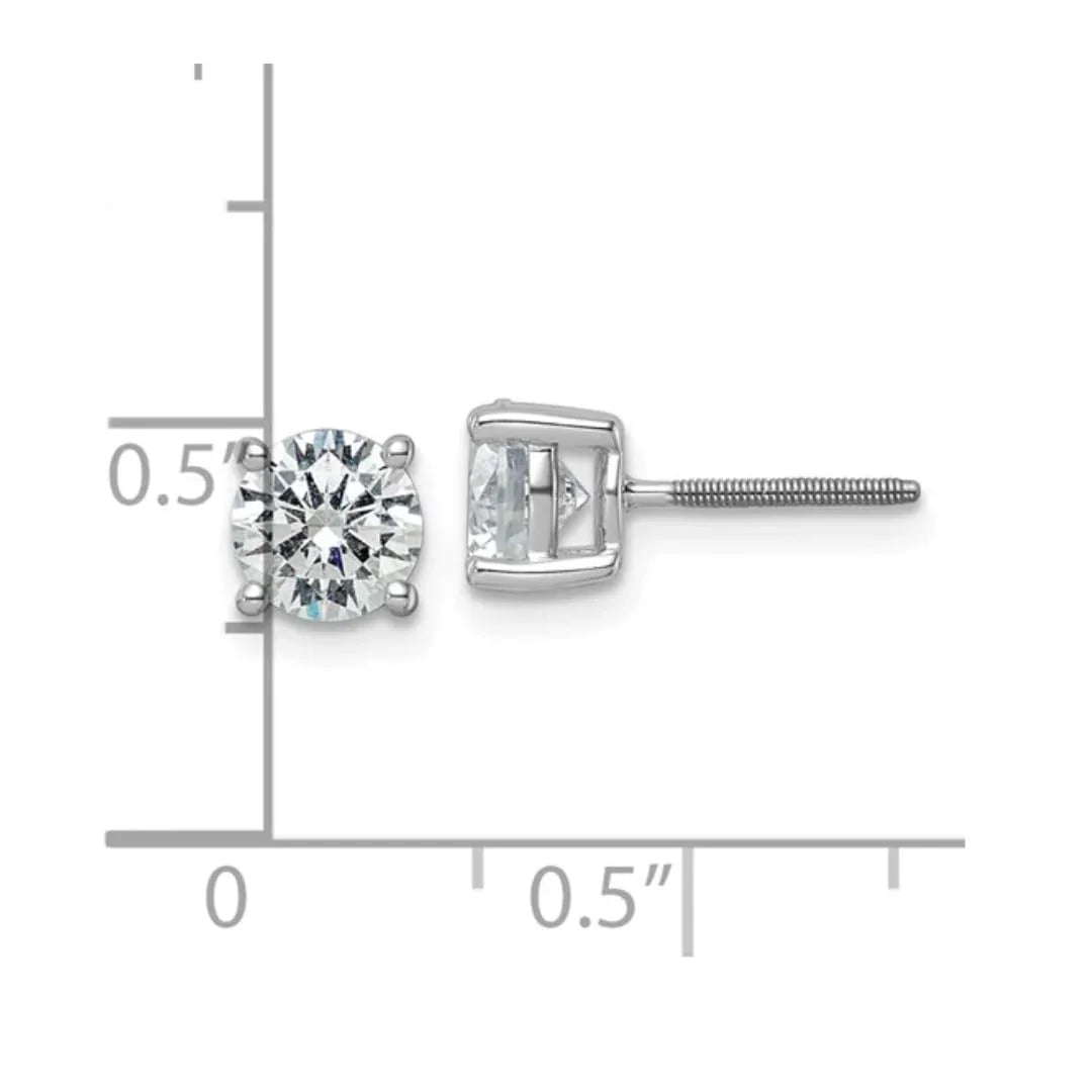 14K White Gold Round Shaped Lab Grown Diamond Stud Earrings - Fine Diamond