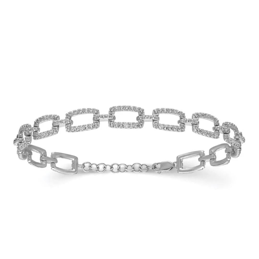 14k White Gold 5/8 Carat Lab Grown Diamond Link Bracelet - Fine Diamond