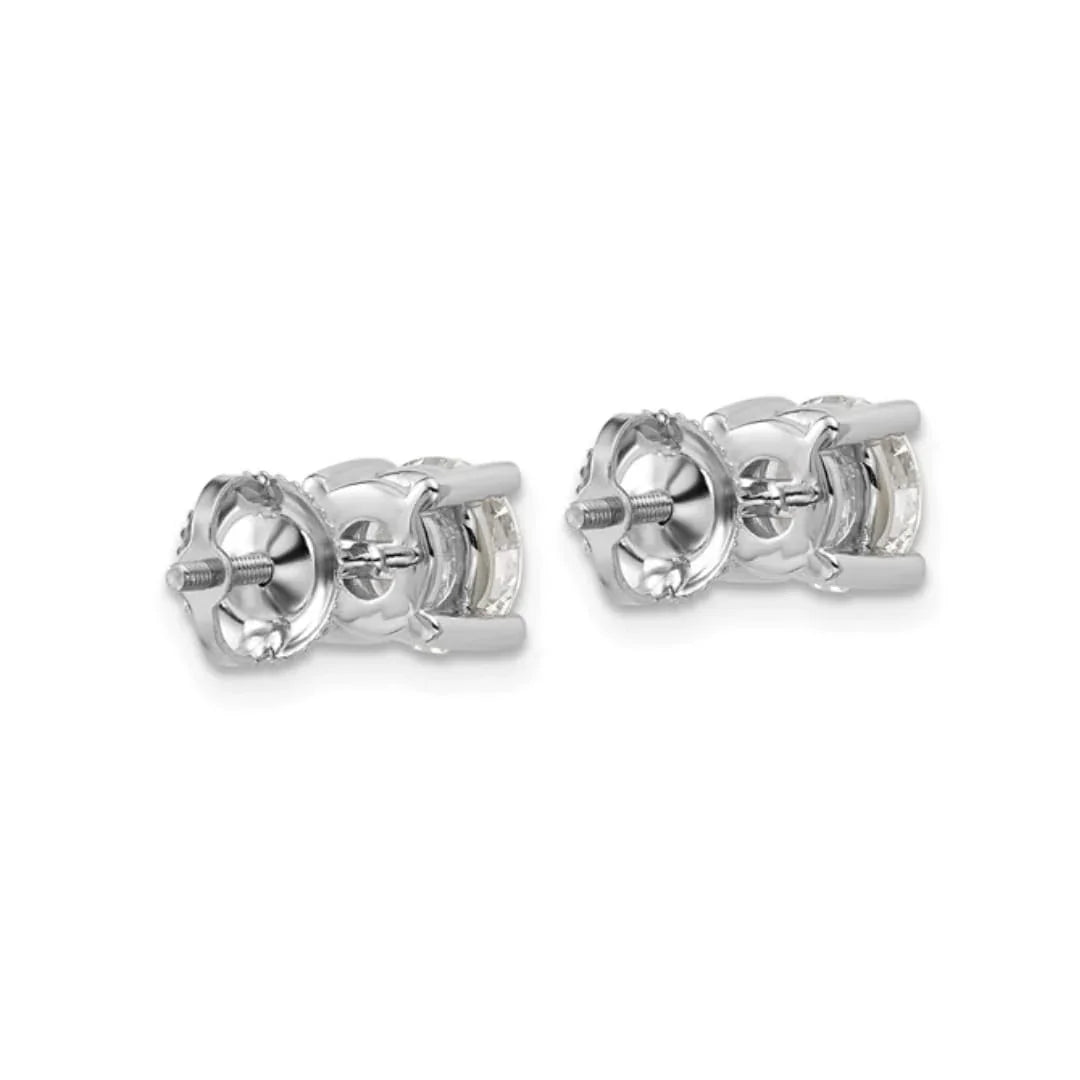 14K White Gold Round Shaped Lab Grown Diamond Stud Earrings - Fine Diamond