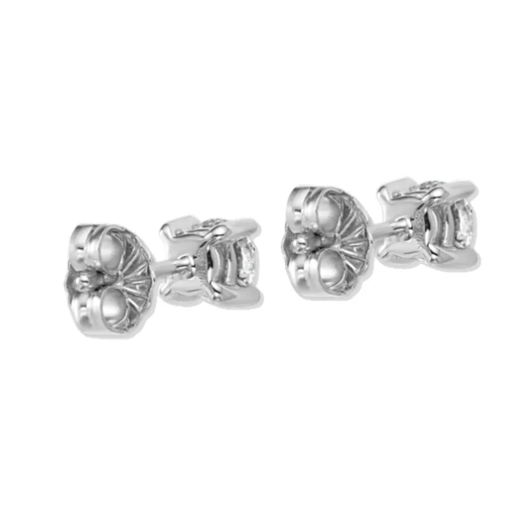 14K White Gold Round Lab Grown Diamond Stud Earrings - Fine Diamond